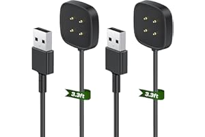 KINWIN 2 Stücke Ladekabel für Fitbit Versa 4/ Sense 2/ Versa 3/ Sense, 100cm/3.3ft Ersatz Magnetisches USB Ladestation Charger Cable Dock Kabel für Fitbit Versa 3/Fitbit Sense Smartwatch(Nicht für Versa1/ 2)