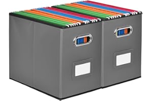 Umtiti 2PCS A4-Size File Organizer Box（Folders not included.File Folder Storage, Durable Hanging Lidless File Box for Office/Decor/Home,Dark Gray-2PCS.XS