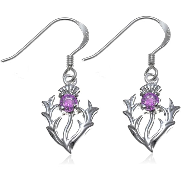 Ciondolo Scozzese In Argento Sterling Con Ametista Cardo – Collana 46 Cm