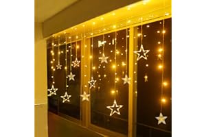 ‎BELLALICHT LED Lichterkette Stern Schneeflocke Außen Innen Fenster Lichtervorhang Weihnachtsbeleuchtung Warmweiß für Weihnachten Geburtstag Party Balkon Vorhang Garten Hochzeit IP44 8 Modi 2,5m X 1m 138 leds