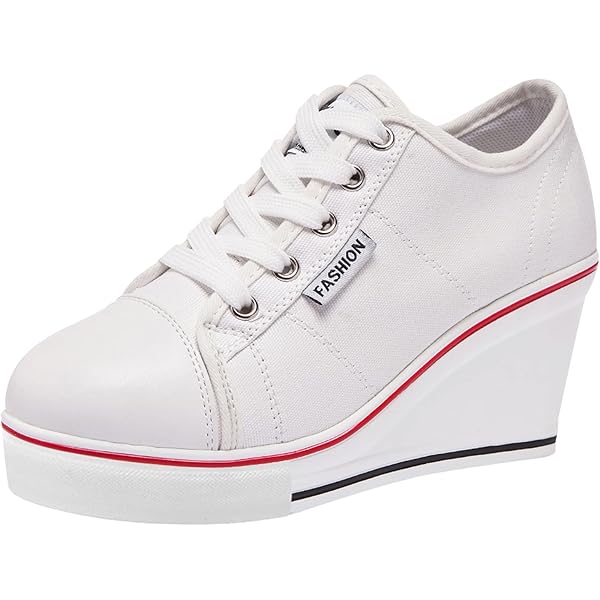 ALLINNINE Zapatos Deportivos De Tacón Alto Para Mujer, Zapatos De Lona De Moda De Tubo Alto, Con Cordones, Borde De Cuña, Cremallera, ángulo, Talla 4-11, B Todo-negro