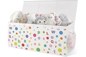 omedecal Cesta Porta Giochi Bambini Contenitori, Pieghevole, 124 L, Grande Oxford Contenitore Cesto Scatola Porta Giochi Baule Portagiochi Bambini Bambino, 96x32x40cm - Pois