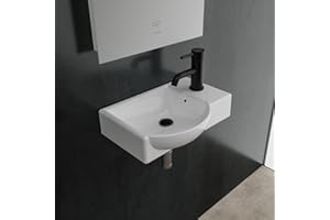 Alpenberger Handwaschbecken 45 cm Breit | Mini Waschbecken Gäste WC zur Wandmontage | Waschtisch & Keramikwaschbecken für Gäste-WC und Bad | Hängewaschbecken & Einbauwaschbecken