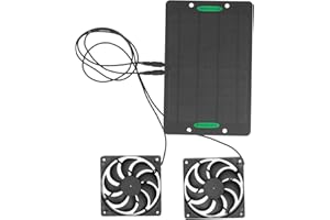LADIESHOW Kit Ventola Pannello Solare, 10w 800ma Doppia Ventola Ventilatore Alimentato A Pannello Solare, Ventilatore Con Pannello Solare Da Esterno Er Pollai, Serre, Capannoni, Cucce Per Animali Domestici