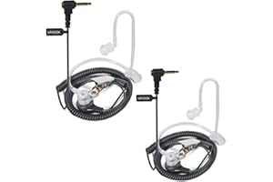 UAYESOK 1 Pin 3.5mm Receiver/Listen Only Walkie Talkie Earpiece, Acoustic Tube Receive Covert Radio Headset Police Security for Motorola Hytera Kenwood Ham Radio Transceivers Speaker Mic(2 Pcs)