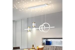 BELLASTEIN Lampa wisząca LED Lampa wisząca Lampa wisząca ze zdalnym sterowaniem Lampa wisząca Regulowana wysokość Lampa wisząca Nowoczesna lampa wisząca LED do jadalni Sypialnia Kuchnia Lampa (biały, L100cm)