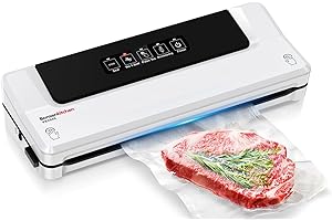 ‎BONSENKITCHEN Bonsenkitchen Vakuumiergerät, Vakuumierer, Globefish-Technologie für kontinuierliches Arbeiten mit hoher Geschwindigkeit, Folienschweißgerät für Lebensmittel, inkl. 5 Vakuumier-Beutel und Schlauch
