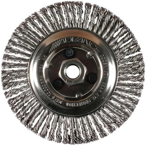 PFERD 82487P Power Knot Wheel Brush with Stringer Bead Twist, Threaded Hole, Carbon Steel Bristles, 6" Diameter, 0.020" Wire Size, 5/8"-11 Thread, 12500 Maximum RPM, 48 Knots (Retail Pack of 5)