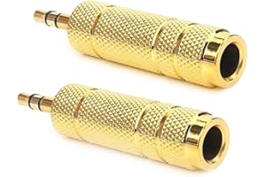 PENCILUPNOSE© (2 pack Headphone Adapter Jack 3.5mm Male 1/8 inch to 6.35mm Female 1/4 inch Audio Stereo Adapter, Small to Big Headphone Audio Jack Plug Adaptor Converter for Digital Piano, Keyboard