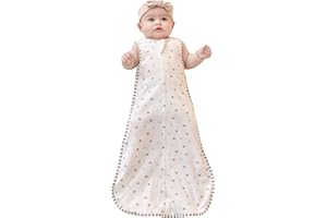 TURMIN Baby Sleeping Bag 1.0 Tog,Newborn Sleep Sack 100% Cotton Sleeveless Wearable Blanket for Newborn Baby Gift, Star, S(0-6 Months)