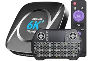 MAGCUBIC Android TV Box 13.0, Smart TV Box 4G RAM+64G ROM Android Box Support WiFi 6 4K 6K/ 3D/ H.265/100M LAN Dual-WiFi 2.4G/5.8G USB 2.0 BT5.0 mit Fernbedienung