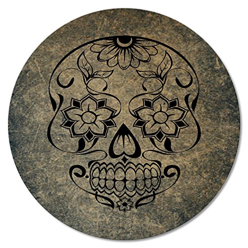Addies Glas-Untersetzer 6-tlg. Set „Totenkopf“ in hochwertiger Klarsicht-Geschenkbox und Korkrückseite, rund, 6 Motive - 8
