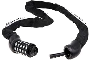 HOMOTO Lucchetto Bici Catena Bicicletta Antifurto, Serratura a catena con combinazione a 5 cifre, Alto Livello di Sicurezza per Bicicletta, Moto, Scooter, Bici elettriche, Porta, cancello, Recinzione