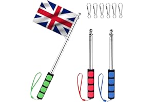 Ompinda Telescoping Handheld Flag Poles, 3 Pcs Extendable Stainless Steel Flag Poles or Teaching Pointer Sticks for Festival Flages Outdoor Flages Tour Guide Flages or Pointer for Teacher (2M