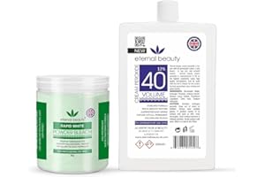 CONTROL WIG Hair Bleach Kit – White Bleach Powder 80g + Cream Peroxide 12% 40 Volume 250ml – Professional Hair Lightening, Highlighting & Hair Coloring Kit for Salon & Home Use by ETERNAL BEAUTY