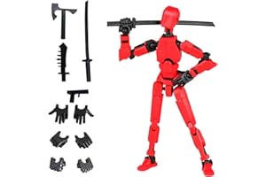 Azxndy 3D Printed Moveable Joints Robot，Finger Exercising Toys Assembly Set，Multi Joint Movable Model，Full Body Mechanical Movable Toy,Movie Character Desktop Decoration for Game Lovers (red)