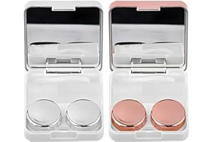 IBXWMNG 2 Mini Travel Lenses Contact Case z lustrem i pojemnikiem na soczewki nurkowe, czapki L/R, różowe i srebrne - idealne do podróży