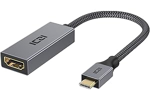 ICZI Adattatore USB C a HDMI 2.0, Alluminio 4k 60hz/1080p 165hz Convertitore Type C a HDMI per iPad, MacBook Pro/Air, Surface Go, Chromebook, XPS, Samsung e Altri