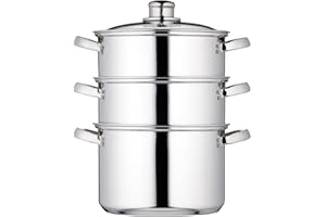 KITCHENCRAFT Kitchen Craft Set vaporiera a 3 ripiani, acciaio, diametro: 20 cm