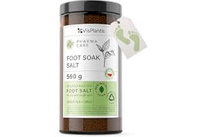 Vis Plantis Foot Soak for Hard Skin and Calluses with Green Tea, Urea and Calendula - 560g Regenerating Foot Spa Soak Salt for Sore Muscle, Tired & Heavy Legs - Rough Feet Moisturiser and Deodorizer
