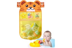 BELLALICHT Organizer do przechowywania zabawek kąpielowych, z 2 stabilnymi przyssawkami, przyjazny dla dzieci, organizer na zabawki łazienkowe