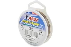 American Fishing Wire Surfstrand Bare Stainless Steel Saltwater Leader Line 200lb Tested, 330lb Tested Camo in 10ft, 100yd, 600ft and 1ft Length, 1 x 2.75 Inch