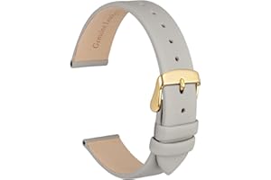 WOCCI Elegant Watch Straps, Genuine Leather Replacement Bands, Stainless Steel Buckle, 8mm 10mm 12mm 14mm 16mm 18mm 20mm