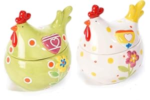 Gruppo Maruccia Barattoli da cucina a forma di galline set da due barattoli per biscotti e alimenti idea regalo