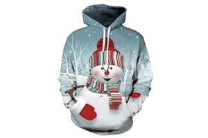 TAGVO Unisex 3D Printed Casual Christmas Jumpers 3D Graphic Pullover Ugly Funny Xmas Long Sleeve Hoodies or Crewneck Sweatshirts for Men Women Boys Girls Family Winter and Holiday Parties
