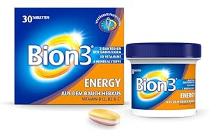 BION 3 Bion3 Energy Multivitamin Vitamin B2, Pantothensäure, B12 & C zur Unterstützung des Darms(*2), körperliche und mentale Energie, Anti-Müdigkeit(*1), 30 Tabletten