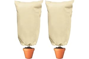 Nuision Plant Frost Protection Covers, 2 Pack Winter Garden Fleece Frost Protection for Plants with Drawstring, 80x120cm Plant Warming Jackets Reusable Shrub Covers for Winter Outdoor Cold Weather