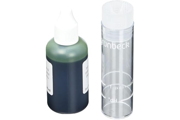 GRÜNBECK - Dispositif de test d'eau dureté totale °dH et °f | Dispositif de test d'eau pratique pour une détermination rapide de la dureté totale en °dH et °f | Avec solution de titrage de 30 ml