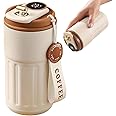 Lotvic Coffee Flask with Temperature Display, 450mL Stainless Steel Coffee Thermos for Hot Drinks, Vacuum Insulated Coffee Mug Travel Mugs, Thermos Cup Thermal Flask for Home Travel (Brown)