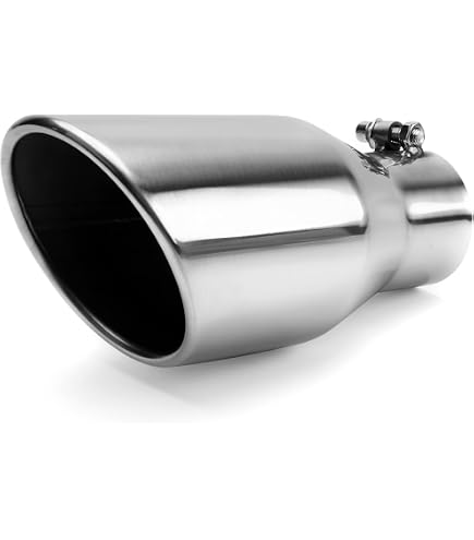 AUTOSAVER88 2.5 To 4 Inch Exhaust Tip - Burnt Blue Chrome, 12" Long, Bolt-On For 2.5" Tailpipes