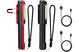 Flintronic Lampe de Travail, Rechargeable COB Baladeuse LED Ultra Lumineuse avec Clip Magnétique, Lampe de poche 3W USB, 5 Modes Camping Lampe,Lampe d'inspection pour Garage, Camping, d'Urgence, etc