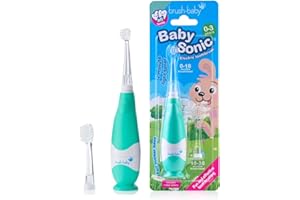 Brush-Baby - BabySonic Teal Electric Toothbrush, 0-36 Months - Soft, Gentle Vibrating Toothbrush for Sensitive Gums & New Teeth - with LED Light & Suction Base - Baby & Toddler Brush Heads