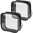 PLULON 2 Pack Small Makeup Bag Clear Purse TSA Approved Travel Toiletry Bag Mini Make Up Zipper Pouch Cosmetic Bag for Purse Women Men Purse Essentials - Black