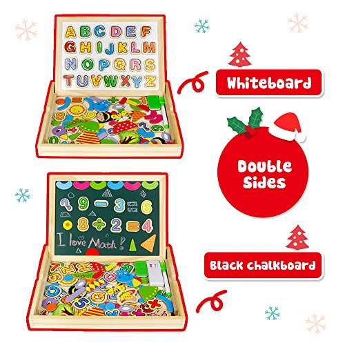 Wooden Double Sided Magnetic Drawing Board Jigsaw Puzzles 100 Pieces Educational Toy for Kids over 3 Years Old