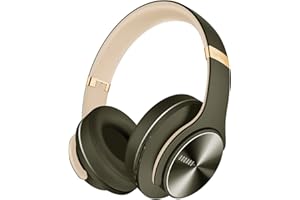 DOQAUS Casque Bluetooth sans Fil, Casque Bluetooth 90 Heure autonomie, Casque sans Fil 3 EQ Modes, Casque avec Microphone Intégré, Casque Audio pour Cours en Ligne/téléphone/tablettes Vert Militaire