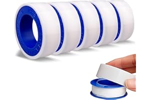 HuaJiao 5 Rollen Teflonband, 10 m*12mm Lang PTFE Gewindedichtband Teflonband Tape für Plumbing Gelenk für Pool, Küche, Industrie(Weiß)