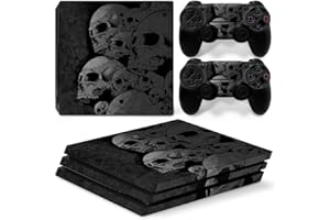 TAIFOND Skin Aufkleber für PlayStation 4 Pro - Schwarz, Schädel - Vinyl - Konsolen- & Controller-Skins