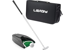 LEAGY Portable Golf Putter Travel Practice Putting Set with Case Indoor Outdoor Yard, Golfer Kids Toy Indoor Golf Games Set, Ball Return System Zink Alloy Putter Best Gift Executive Office Putter Set