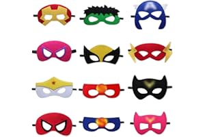 Sdjuifsd 12 Pezzi Maschere per Bambini Superhel, Maschere di Superhel, Maschera a Tema, Maschera di Feltro, Festa di Compleanno Ragazzi e Ragazze, Adatto Feste di Cosplay, Carnevale, Halloween