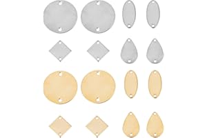 SUNNYCLUE 1boîte 32pièces en Acier Inoxydable Connecteur Breloques Estampage Blancs Plat Rond Pièce Ovale Breloque Carré Liens Connecteurs Larme Métal Breloques de Liaison pour la Fabrication de Bijou