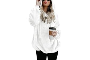 iWoo Bluza z kapturem, damska bluza z kapturem, polar, na jesień, zimę, ciepła, z długim rękawem, jednokolorowa, na co dzień