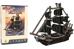 EXPLORA SCIENCES EXPLORA - Queen's Anne Revenge Pirate Ship - Puzzle 3D - 540030-100 Pezzi - Livello 4 - Senza Colla o Forbici - Educativo - Gioco di Costruzione - Regalo per Bambini - Modello - Dai 6 anni in su