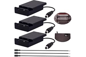 CTRICALVER Porte-batteries 3 piles AA interrupteur couvercle, Boîte support batterie 4,5V borne DC mâle câble DC femelle 0,3 m, ensemble *3 Conforme bandes LED bricolage