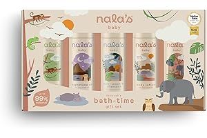 Nala's Baby Bath-Time Gift Set | Body Wash & Shampoo, Nighttime Oil, Bubble Bath, Body Lotion, Conditioner | Award-Winning | Dermatologically-Tested and Paediatrician-Approved | Vegan | Nalas Baby