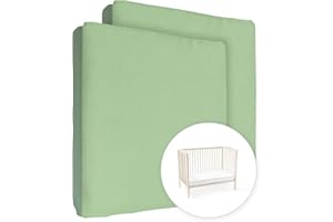BABY COMFORT Lot de 2 draps-housses en jersey 100% coton pour matelas de lit enfant 160 x 70 cm (Vert)