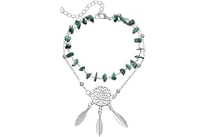 Dishowme Bohème Feuille Glands Cheville Turquoise Couches Plume Cheville Bracelet Creux Fleur Plage Pied Chaîne Bijoux pour Femmes Filles Ados